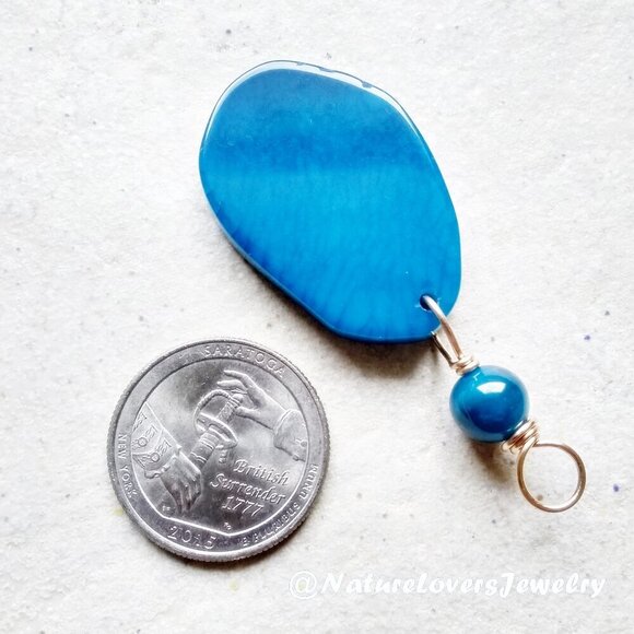 Vibrant Deep Blue Agate Geode Pendant - Amazing Matrix - Azure Beach Ocean Lake - Picture 4 of 8